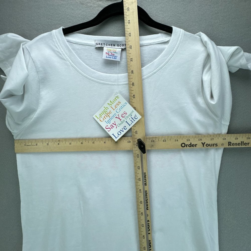 Gretchen Scott Shirt Womens Medium White‎ Pullover Inspirational Tee 3/4 Sleeve - Picture 9 of 15